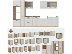 Cocina completa casa de campo blanca/roble dorado 350x60x81.6 r-line