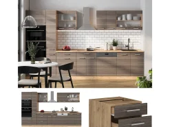 Cocina completa gris noble/roble dorado 350x60x81.6 r-line