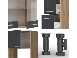 Cocina completa hormigón negro/roble dorado 350x60x81.6 r-line