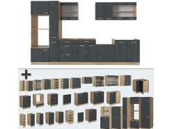 Cocina completa hormigón negro/roble dorado 350x60x81.6 r-line