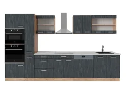 Cocina completa hormigón negro/roble dorado 350x60x81.6 r-line