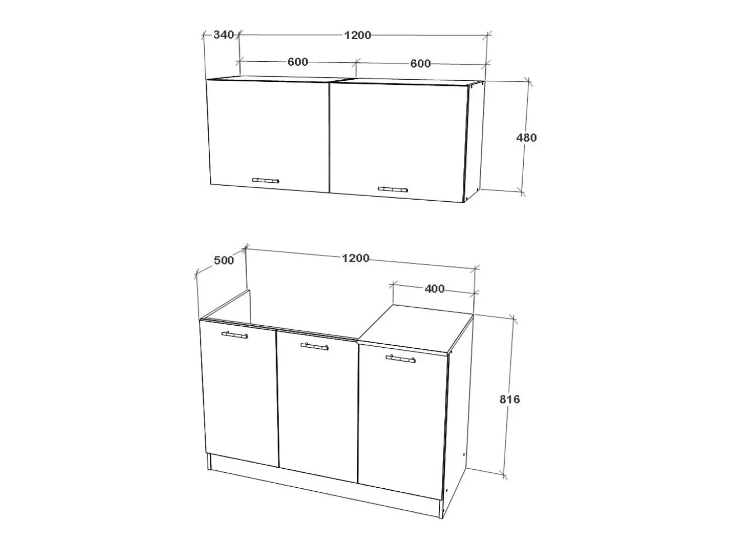 Cocina Equipada haaus Taco, Blanco, L 120 cm
