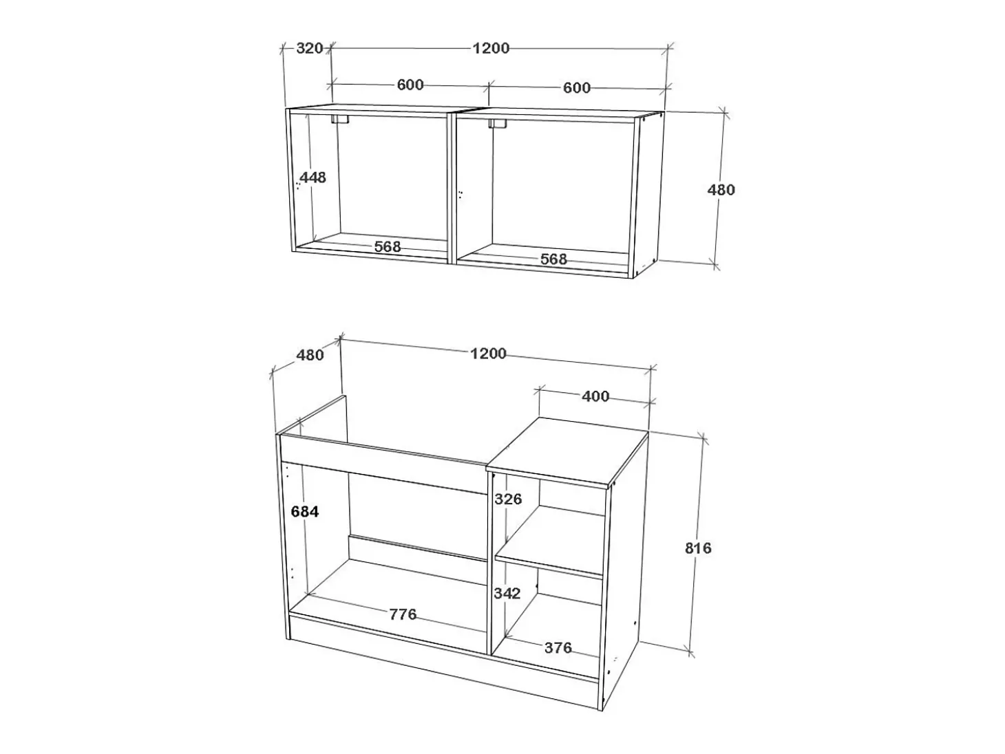 Cocina Equipada haaus Taco, Blanco, L 120 cm