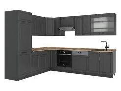 Cocina esquinera antracita-oro landhaus 287x60x81.6 fame-line