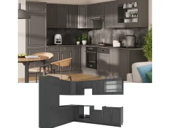Cocina esquinera antracita-oro landhaus 287x60x81.6 fame-line
