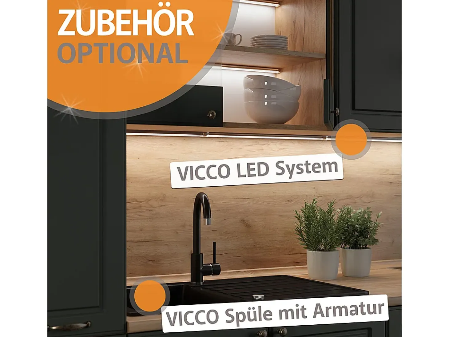 Cocina esquinera antracita brillo intenso/blanco 287x46x81.6 r-line