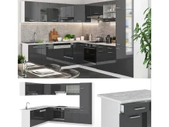 Cocina esquinera antracita brillo intenso/blanco 287x46x81.6 r-line