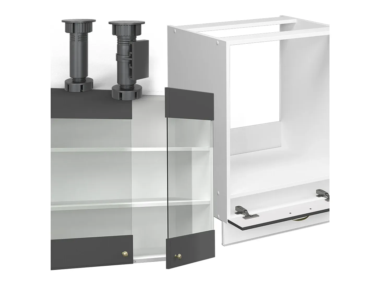 Cocina esquinera antracita-oro/blanco 190x46x81.6 fame-line