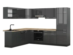 Cocina esquinera antracita brillo intenso/antracita 287x46x81.6 r-line