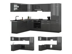 Cocina esquinera antracita brillo intenso/antracita 287x46x81.6 r-line