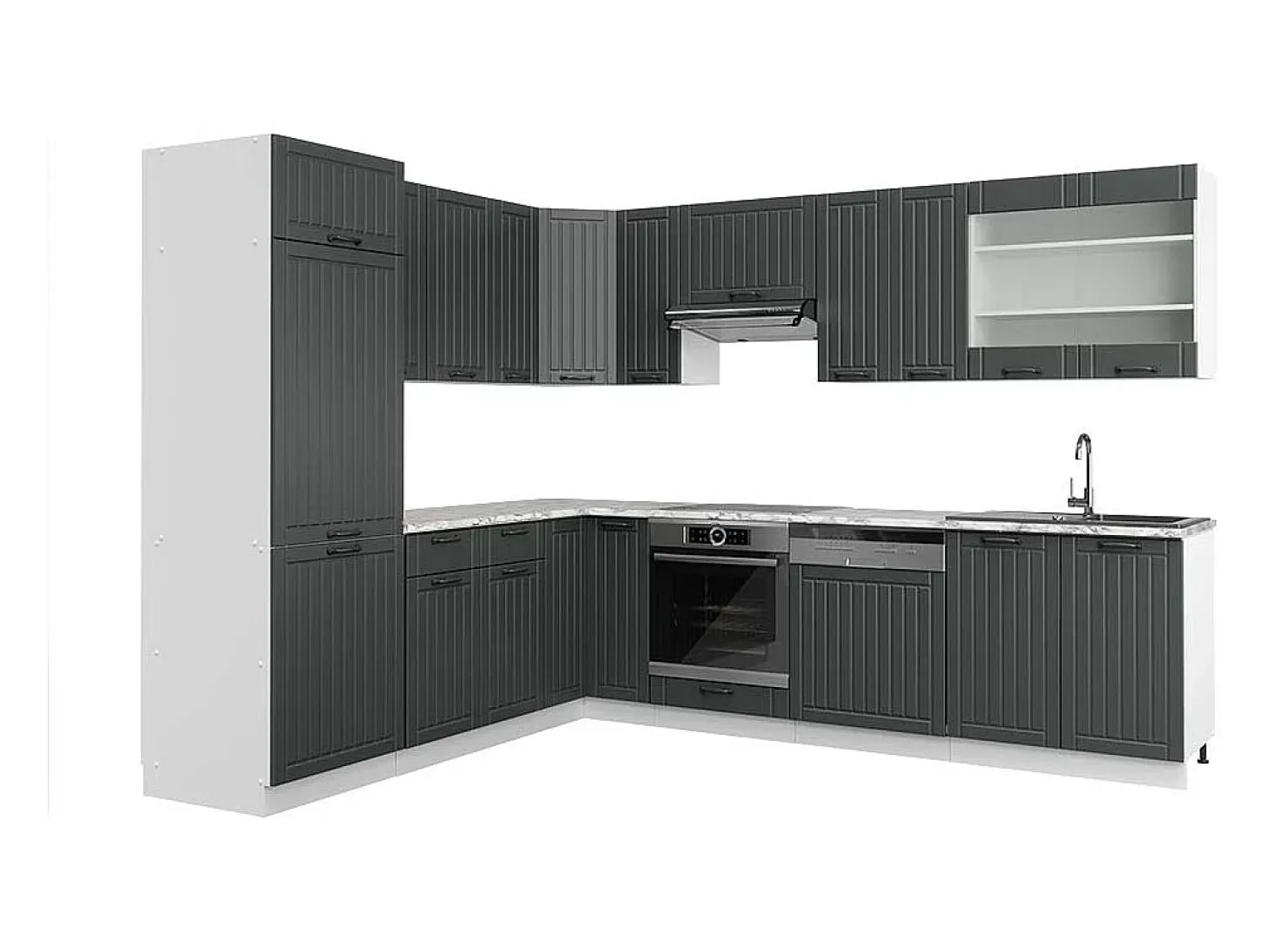 Cocina esquinera antracita casa de campo/blanco 287x60x81.6 fame-line