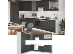 Cocina esquinera antracita casa de campo/blanco 287x60x81.6 fame-line