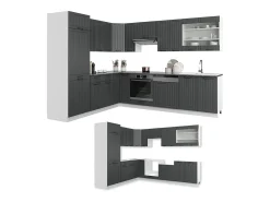 Cocina esquinera antracita casa de campo/blanco 287x60x81.6 fame-line