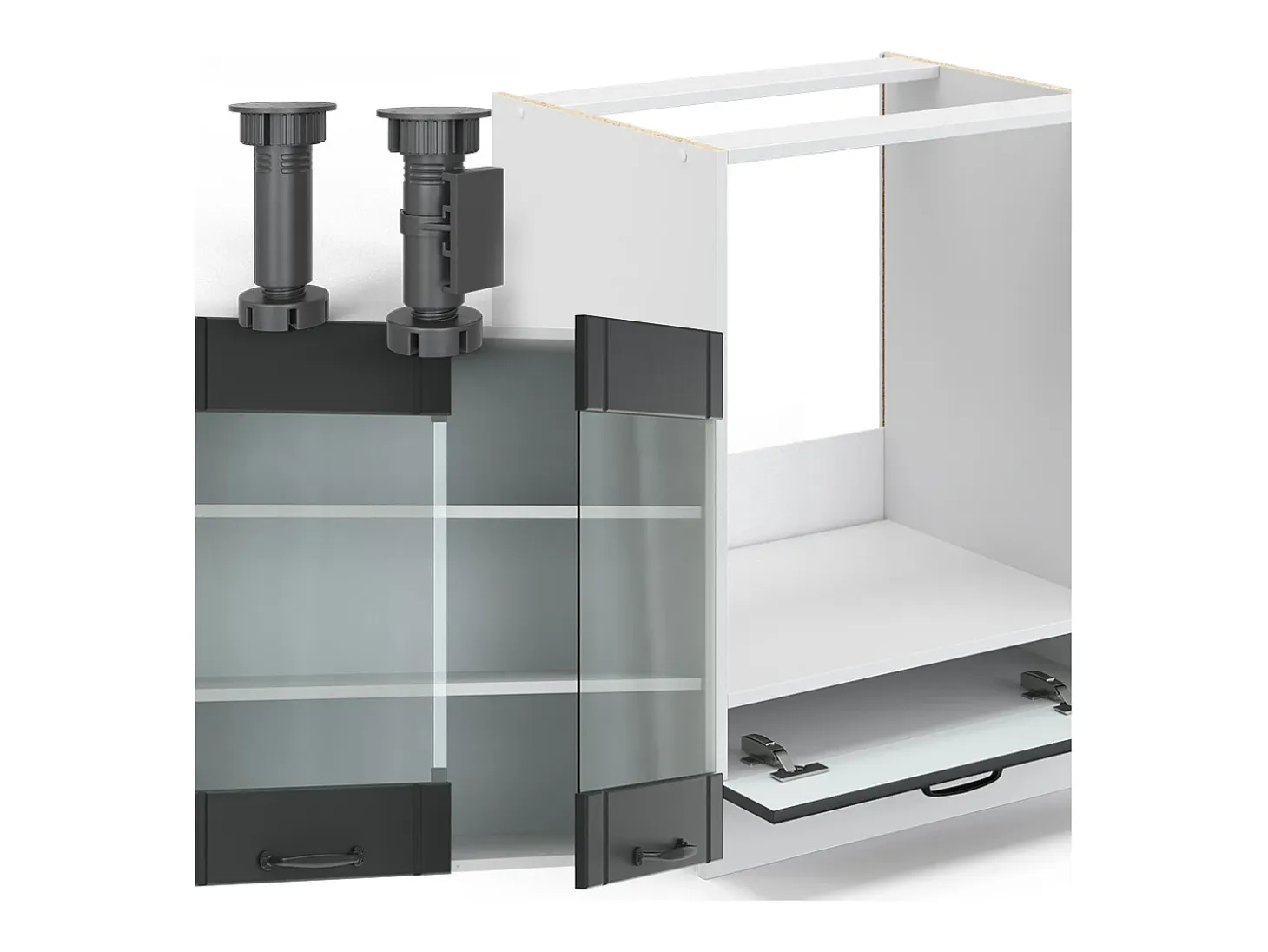 Cocina esquinera antracita casa de campo/blanco 287x60x81.6 fame-line