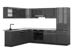 Cocina esquinera antracita brillo intenso/antracita 287x60x81.6 r-line