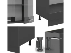 Cocina esquinera antracita brillo intenso/antracita 287x60x81.6 r-line