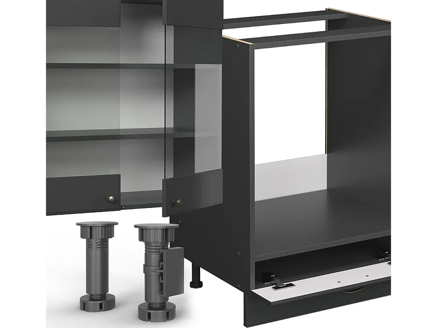 Cocina esquinera antracita-oro landhaus 347x46x81.6 fame-line
