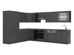 Cocina esquinera antracita-oro landhaus 347x46x81.6 fame-line