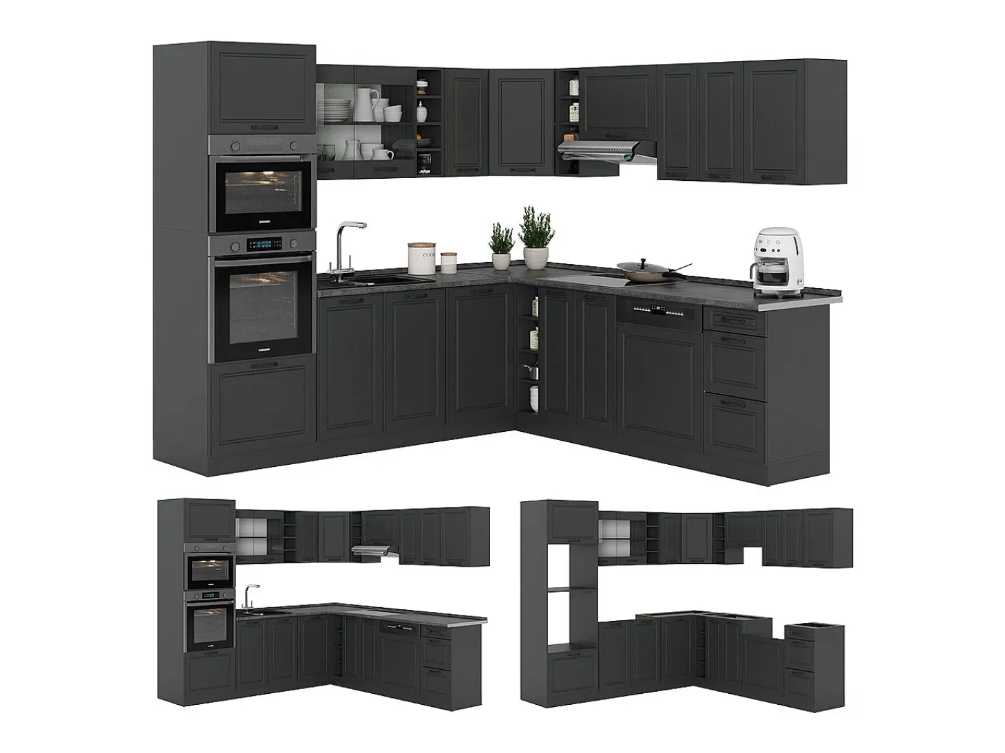 Cocina esquinera antracita casa de campo/antracita 247x46x81.6 r-line