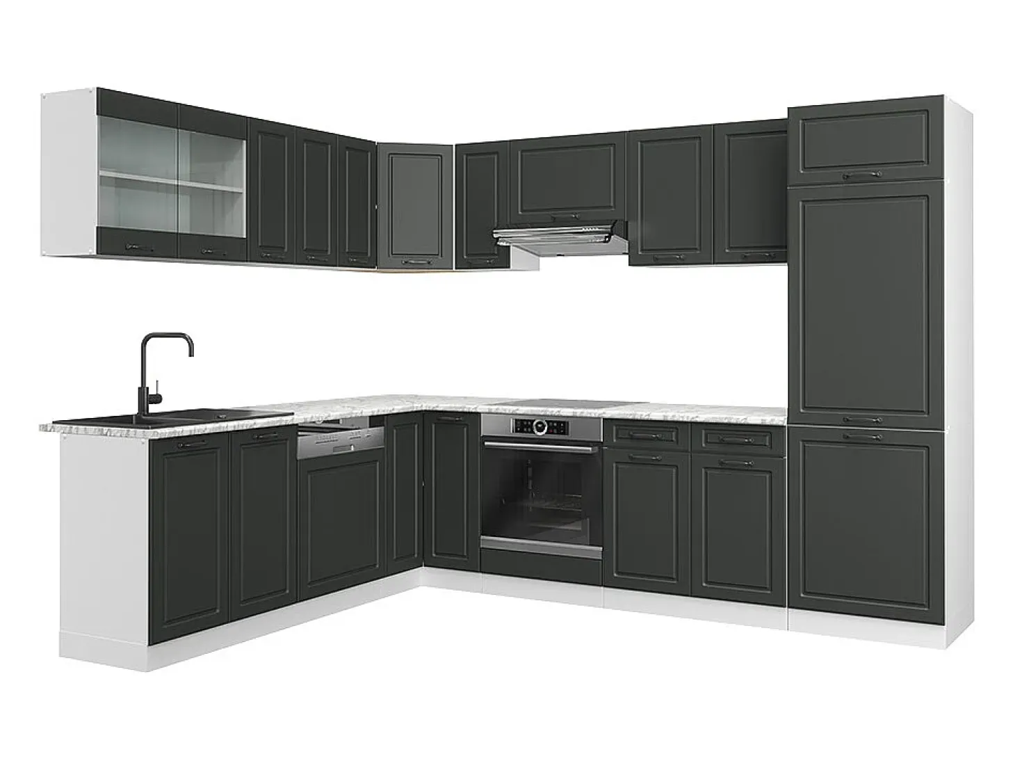 Cocina esquinera antracita casa de campo/blanco 287x60x81.6 r-line
