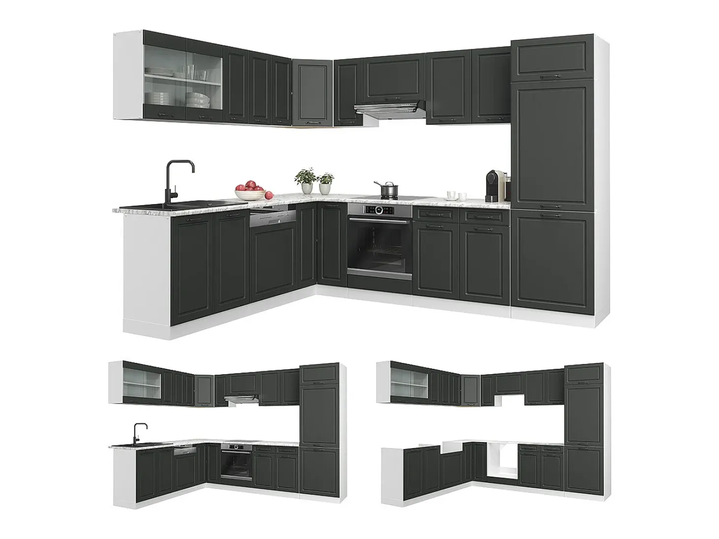 Cocina esquinera antracita casa de campo/blanco 287x60x81.6 r-line