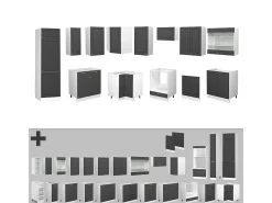 Cocina esquinera antracita-oro/blanco 287x60x81.6 fame-line
