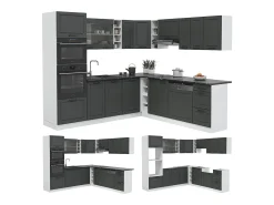 Cocina esquinera antracita casa de campo/blanco 247x60x81.6 r-line