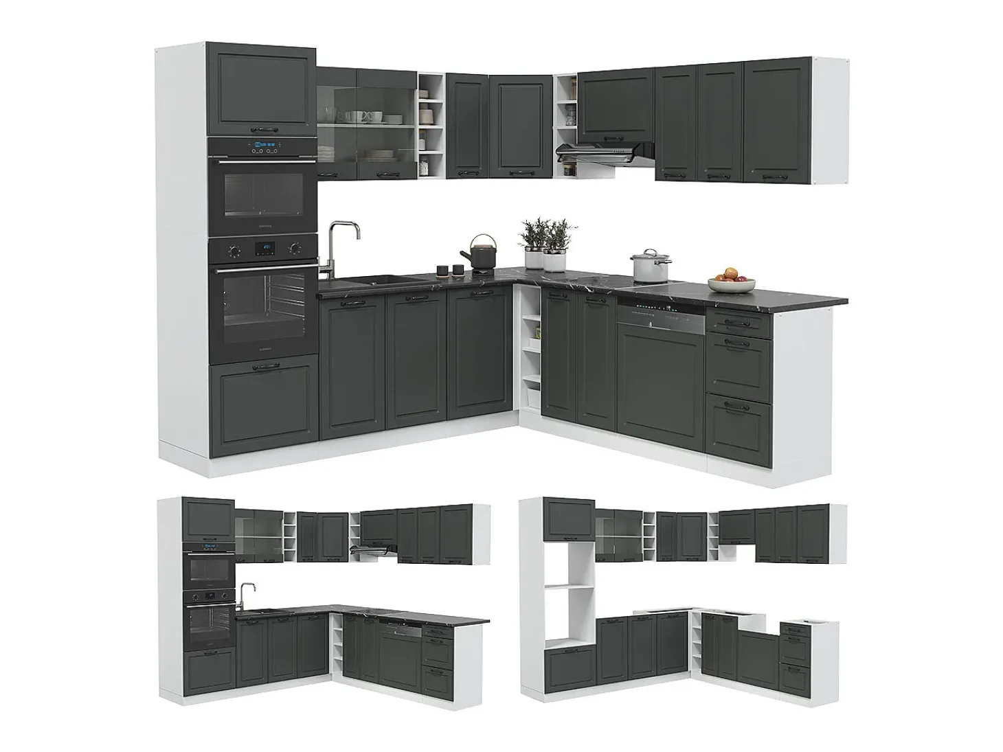 Cocina esquinera antracita casa de campo/blanco 247x60x81.6 r-line