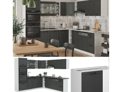 Cocina esquinera antracita casa de campo/blanco 247x60x81.6 r-line