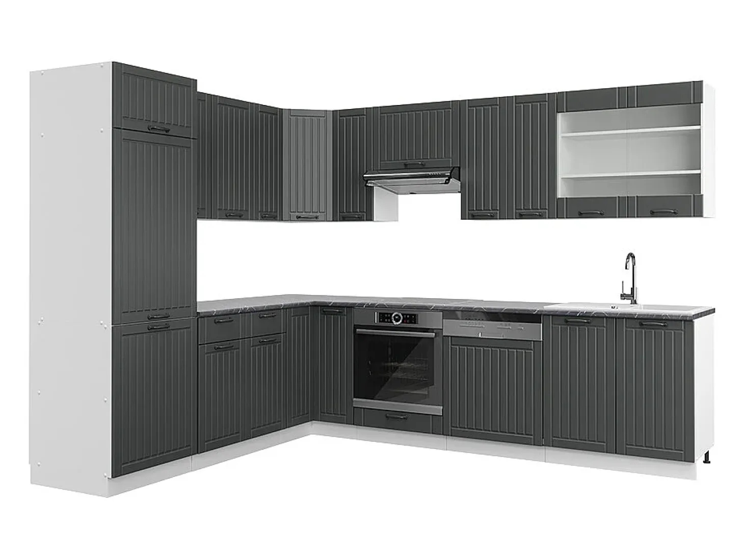 Cocina esquinera antracita casa de campo/blanco 287x46x81.6 fame-line