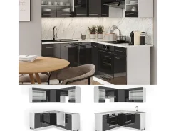 Cocina esquinera antracita brillo intenso/blanco 190x60x81.6 fame-line