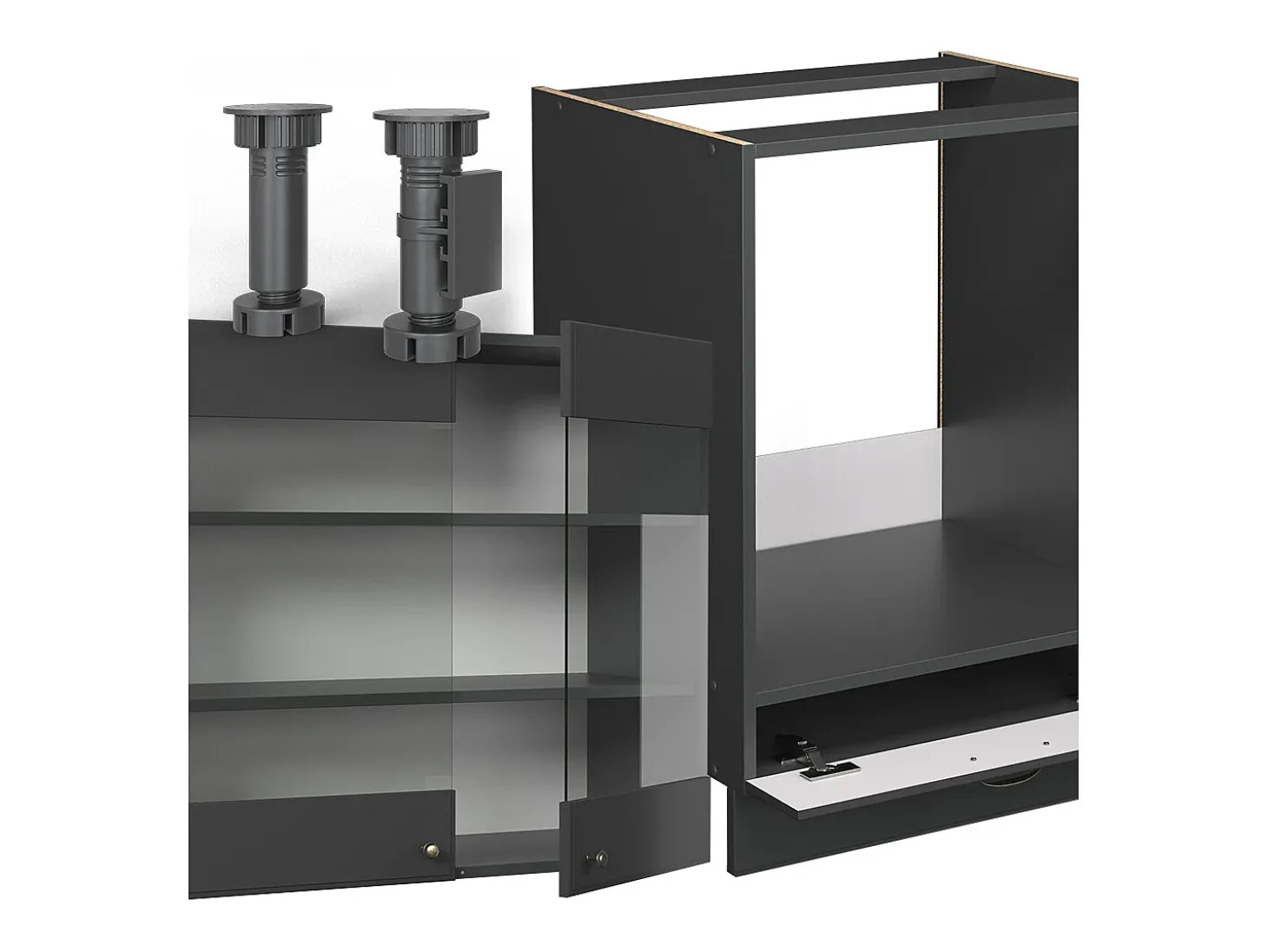 Cocina esquinera antracita-oro landhaus 287x60x81.6 fame-line
