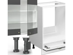 Cocina esquinera antracita-oro/blanco 347x60x81.6 fame-line