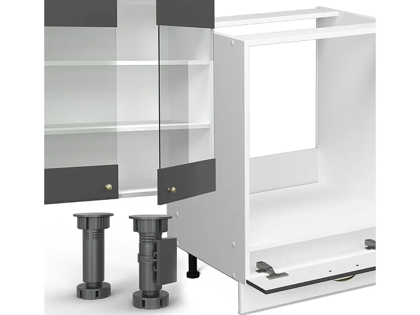 Cocina esquinera antracita-oro/blanco 347x60x81.6 fame-line