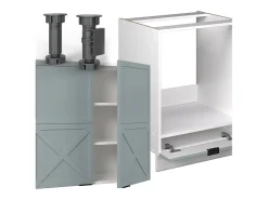 Cocina esquinera azul claro-gris-blanco 190x46x81.6 fame-line