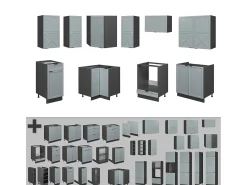 Cocina esquinera azul claro/gris antracita 190x60x81.6 fame-line