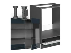Cocina esquinera azul oscuro alto brillo/antracita 190x60x81.6 fame-line