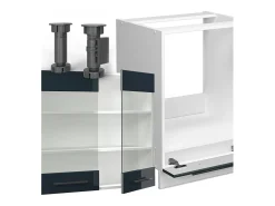 Cocina esquinera azul oscuro alto brillo/blanco 287x60x81.6 fame-line