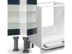 Cocina esquinera azul oscuro alto brillo/blanco 347x60x81.6 fame-line