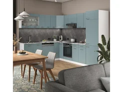 Cocina esquinera azul-gris-blanco 287x60x81.6 r-line