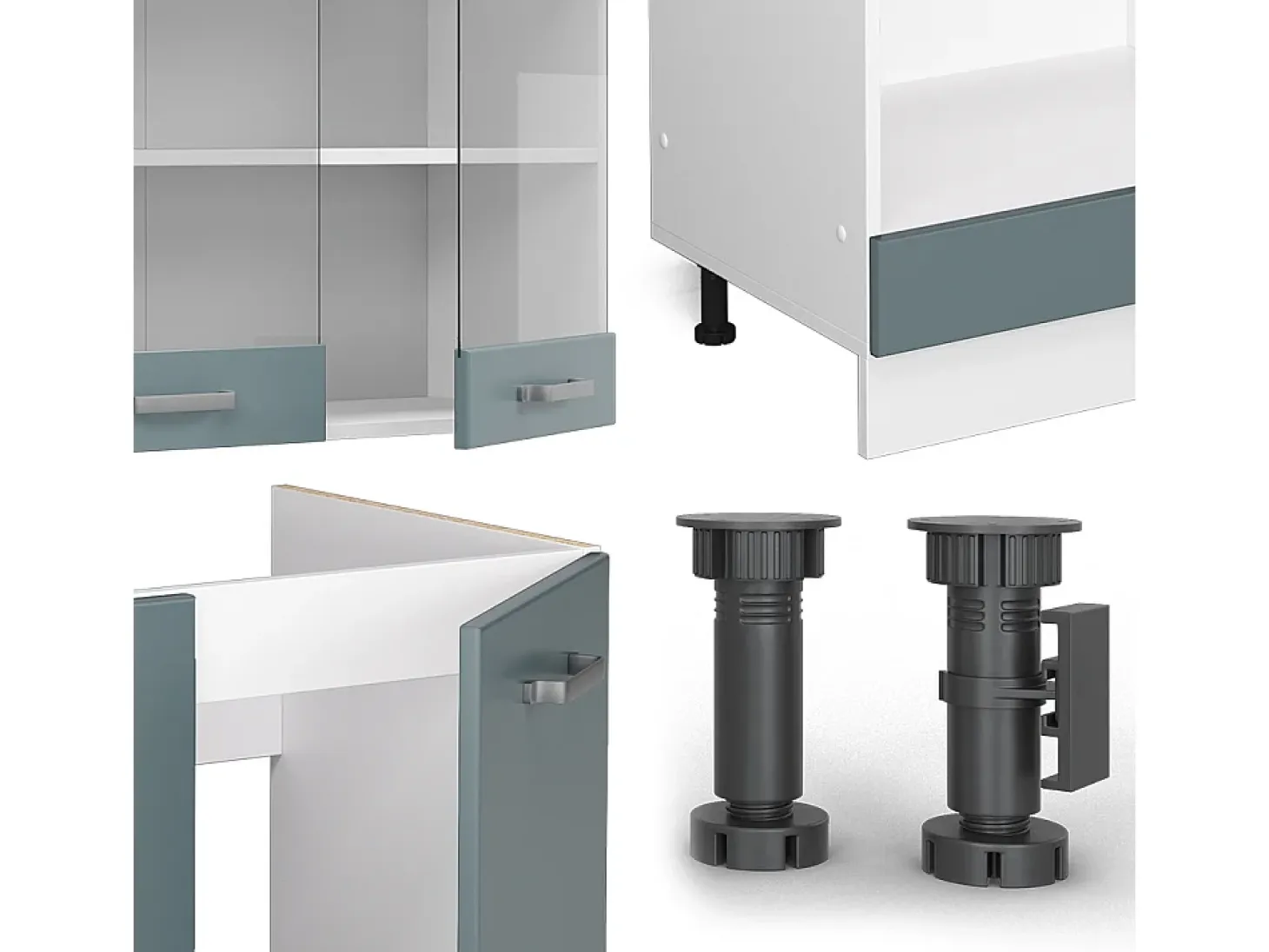 Cocina esquinera azul-gris-blanco 287x60x81.6 r-line