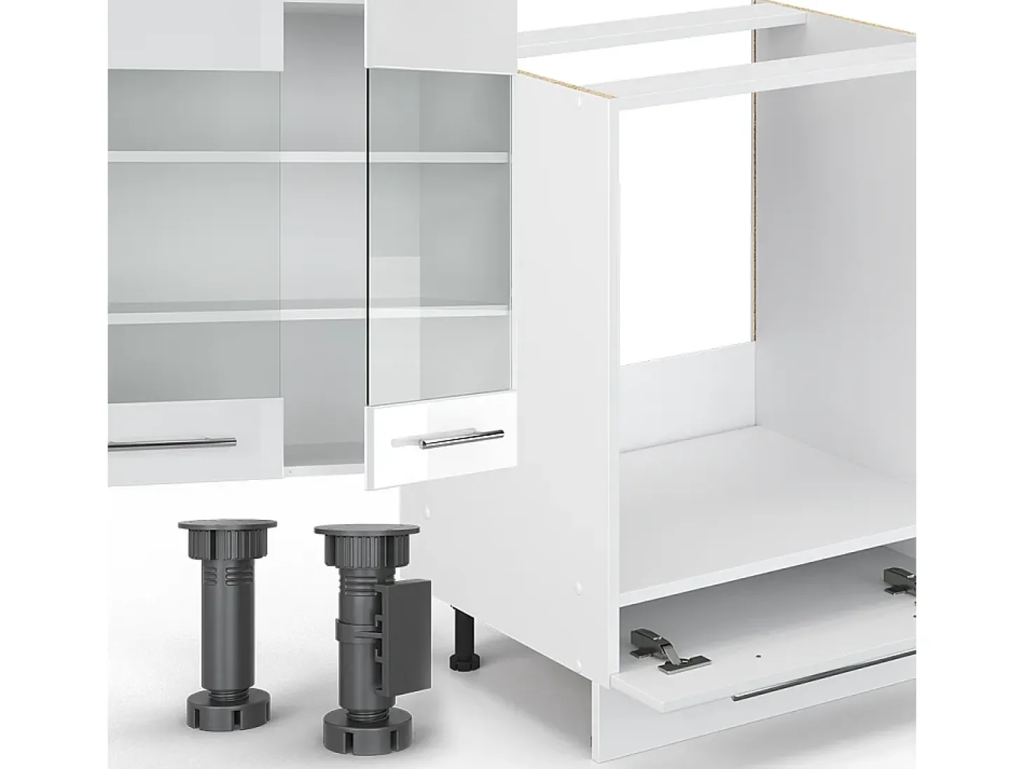 Cocina esquinera blanco alto brillo/blanco 347x46x81.6 fame-line
