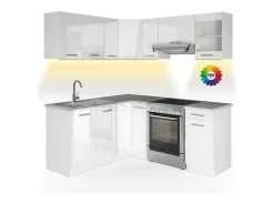 Cocina esquinera blanco alto brillo/blanco 187x60x81.6 rick