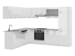 Cocina esquinera blanco alto brillo/blanco 287x46x81.6 r-line