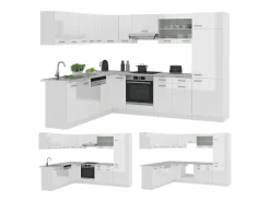 Cocina esquinera blanco alto brillo/blanco 287x46x81.6 r-line