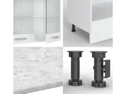 Cocina esquinera blanco alto brillo/blanco 287x46x81.6 r-line