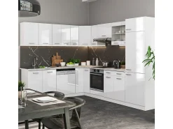 Cocina esquinera blanco alto brillo/blanco 287x60x81.6 r-line