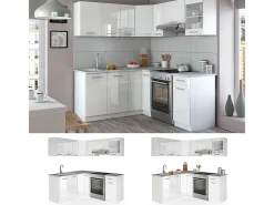 Cocina esquinera blanco alto brillo/blanco 190x60x81.6 rick