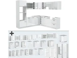 Cocina esquinera blanco alto brillo/blanco 247x60x81.6 r-line