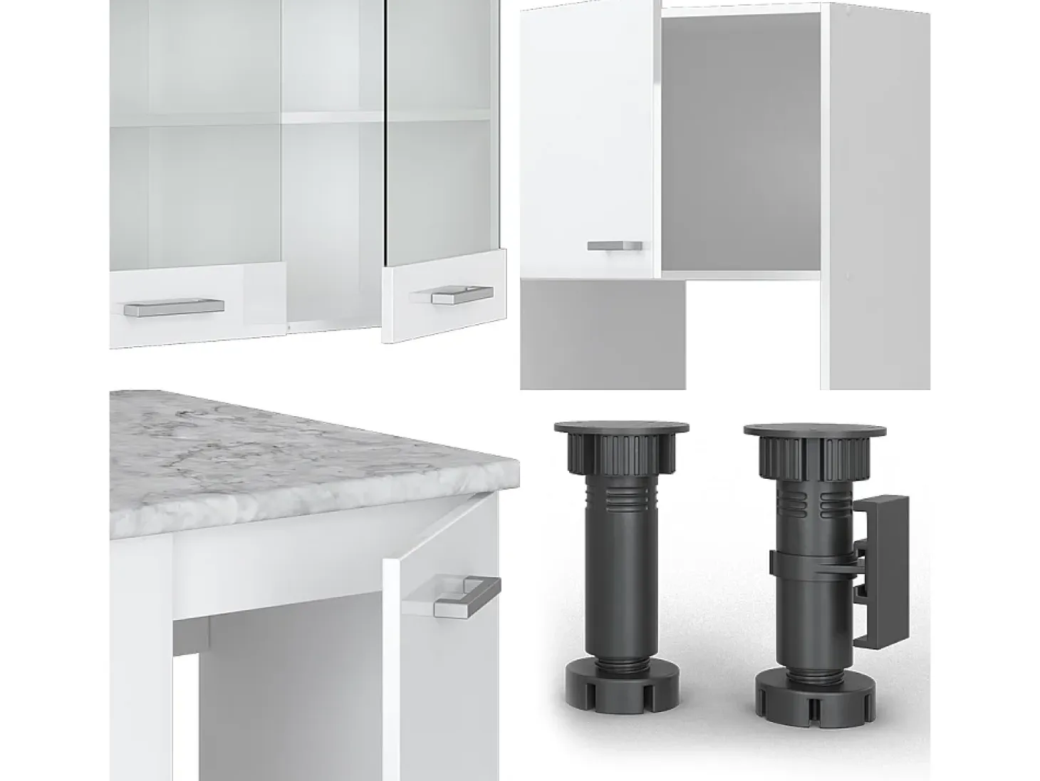Cocina esquinera blanco alto brillo/blanco 247x60x81.6 r-line